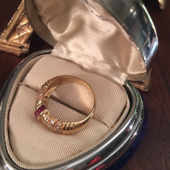 14k gold Diamond & Ruby wedding Band - Picture 8 of 10